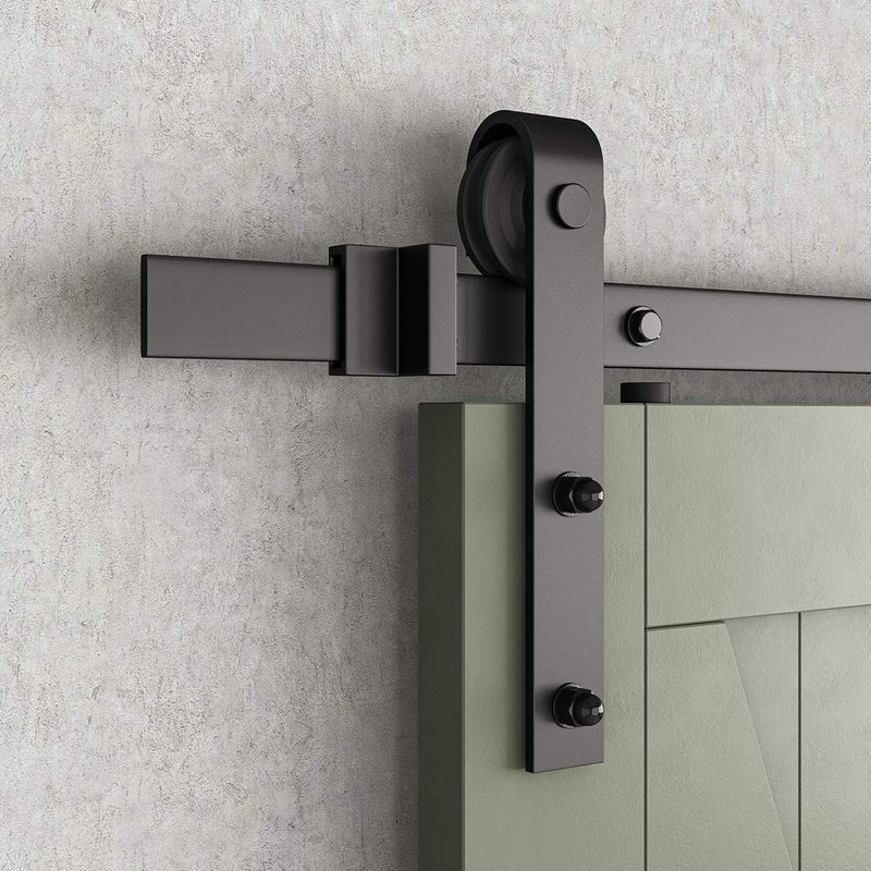 SMARTSTANDARD Sliding Barn Door Hardware Hangers 2pcs (Black) (J Shape Hangers) - Image 2